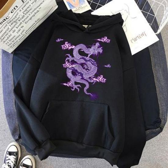 Женская и мужская толстовка с капюшоном, шляпа с длинными рукавами и принтом дракона, свободный теплый пуловер, весенняя толстовка унисекс, одежда для взрослых