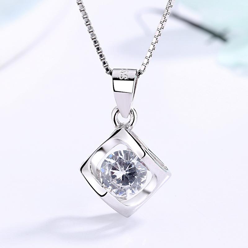 Ожерелье с сердечком из стерлингового серебра 925 пробы в виде кубика Рубика, женское ожерелье с подвеской на ключицу, нишевое парное украшение