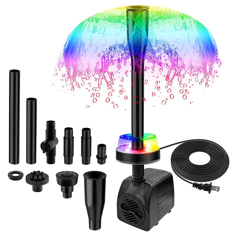 Погружной насос для пруда-фонтана 15 Вт 800 л/ч со светодиодной подсветкой, ультратихий водяной насос, насосы для пруда-фонтана для небольшого пруда
