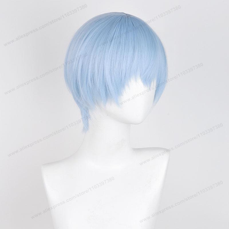 Himmel Wigs Cosplay 30 см Короткий Светло-голубой Волосы на скальпе Аниме Термостойкий Синтетический парик + Шапочка для парика