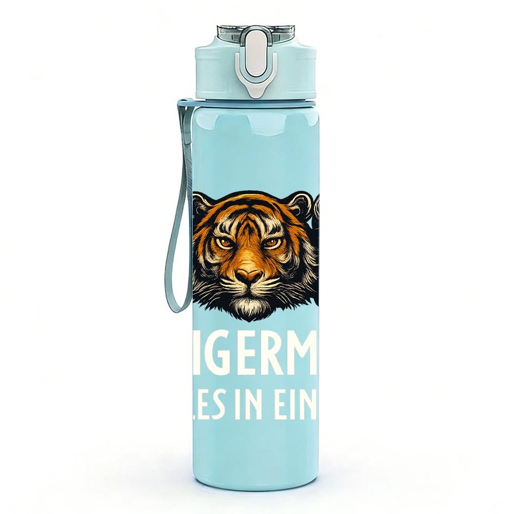 1PC Tiger Animal Group Art 750ml Color Plastic Sports Water Bottle Leakproof Flip Straw Lid Suitable for Sports Office Home Use