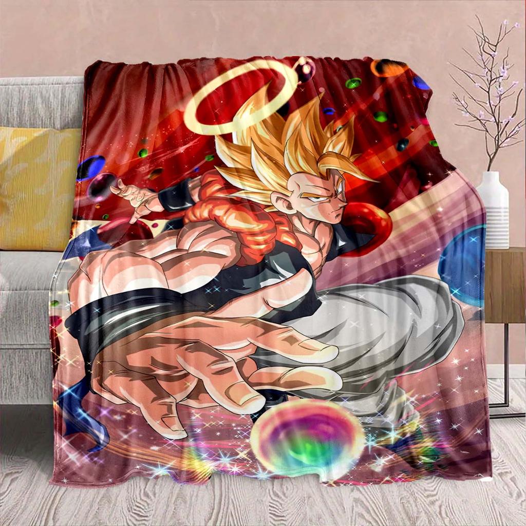 Фланелевое одеяло из аниме Dragon Ball - Мягкое, теплое, идеально подходит для дивана, постельного белья, кемпинга, путешествий, офиса, домашнего декора -QJY