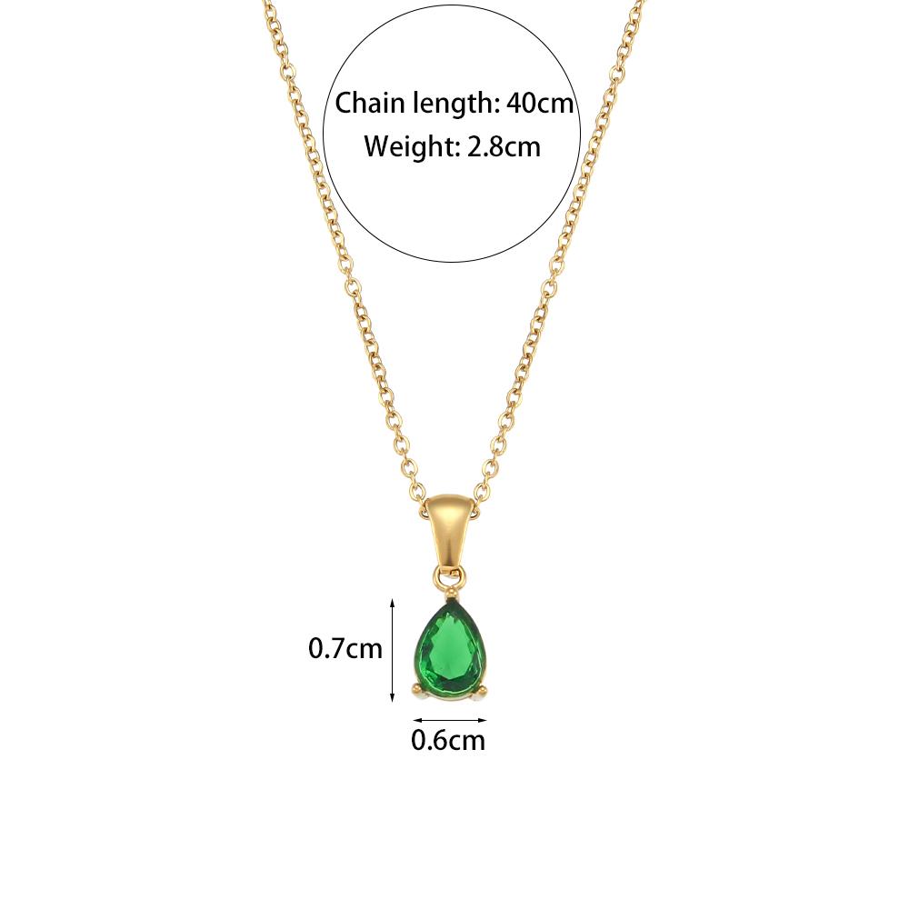 Dreamshow Colorful Water Drop Zircon Necklace Gold Plated Stainless Steel Necklace Design Jewelry