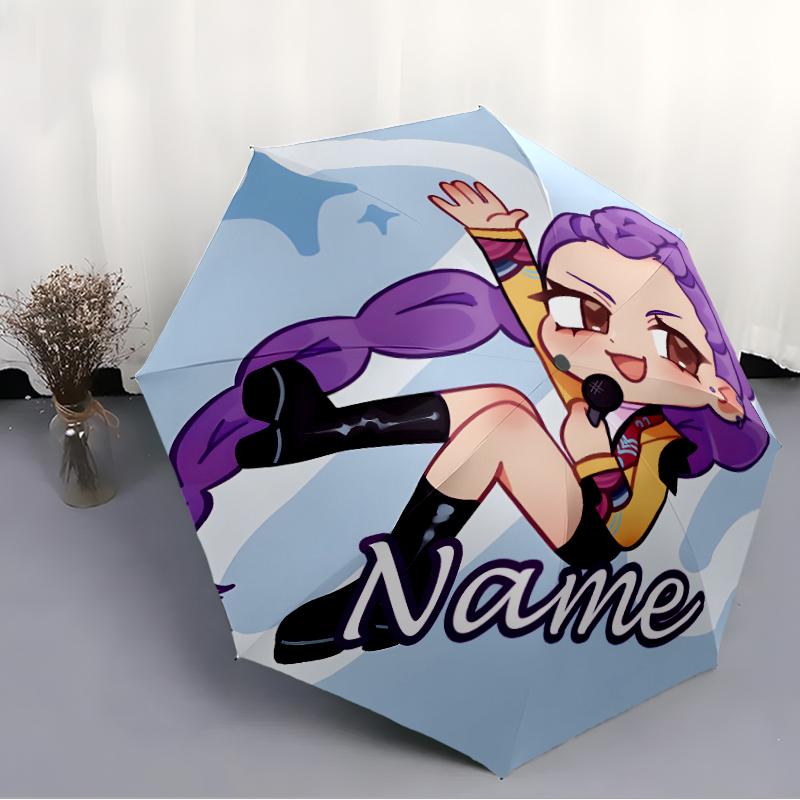 Personalized Name K-KPop Demon Hunters Print Umbrella - Automatic Open/Close, Eight-Rib Durable Frame, Automatic Folding Umbrella