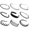 Metal Men Women Sports Headband Hair Band Hoop Comb Hairband Wave Black Headwear