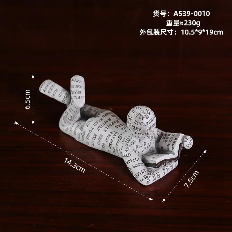 Reading Statue Man Reading Book Statue Resin Aesthetic Abstract Modern Sculptures for Coffee Table Tabletop Library Accessories