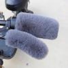2pcs Gloves+2pcs Handbrake Sleeves Universal Motorcycle Handlebars Electric Scooter Warm Rabbit Like Plush Handlebar Gloves