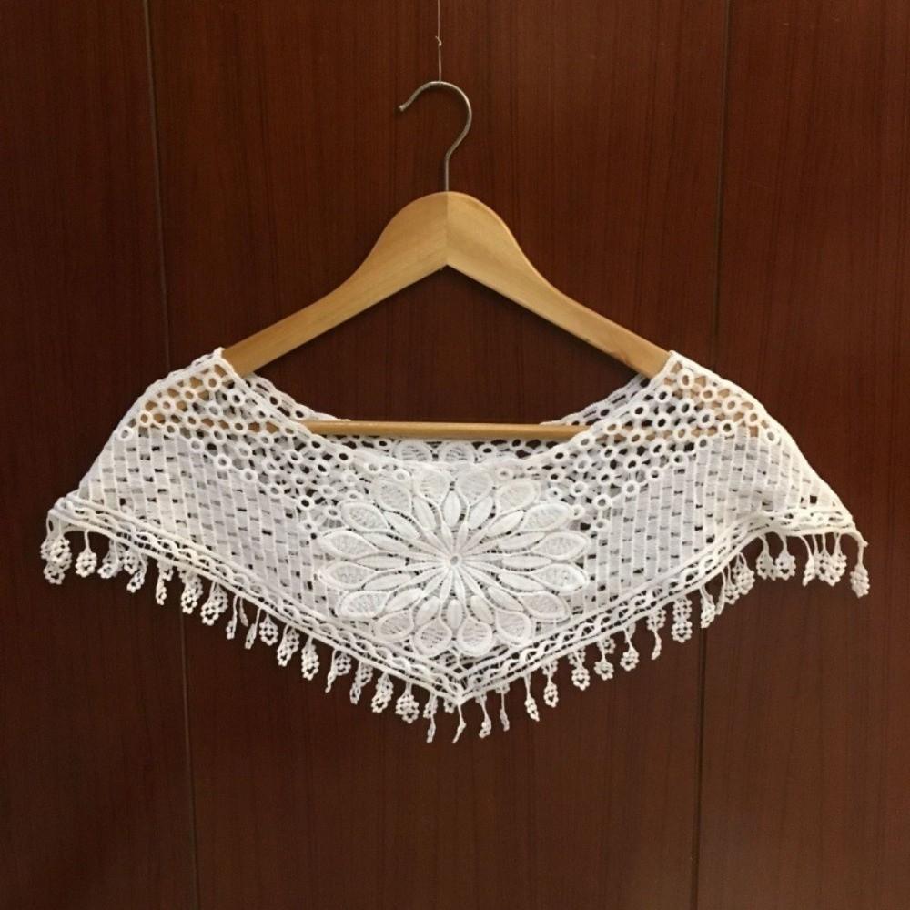 Hollow Out Lace Shawl Poncho Elegant Lace Neckline Shirt Cover Lace Cover Up Tops Daily