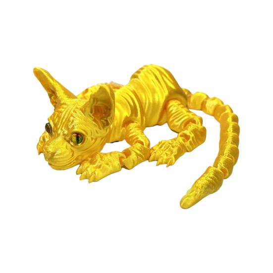3D-печатная фигурка лысого кота с подвижными суставами Фигурка кошки-сфинкса с шарнирным соединением