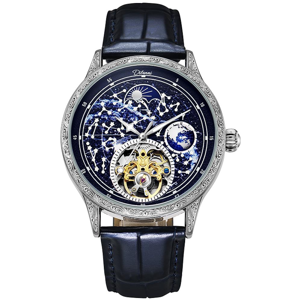 Dulunwe Механические часы Brilliant Starry Sky Luminous Tourbillon, уникальные мужские наручные часы Hollow Skeleton с автоматическим механизмом