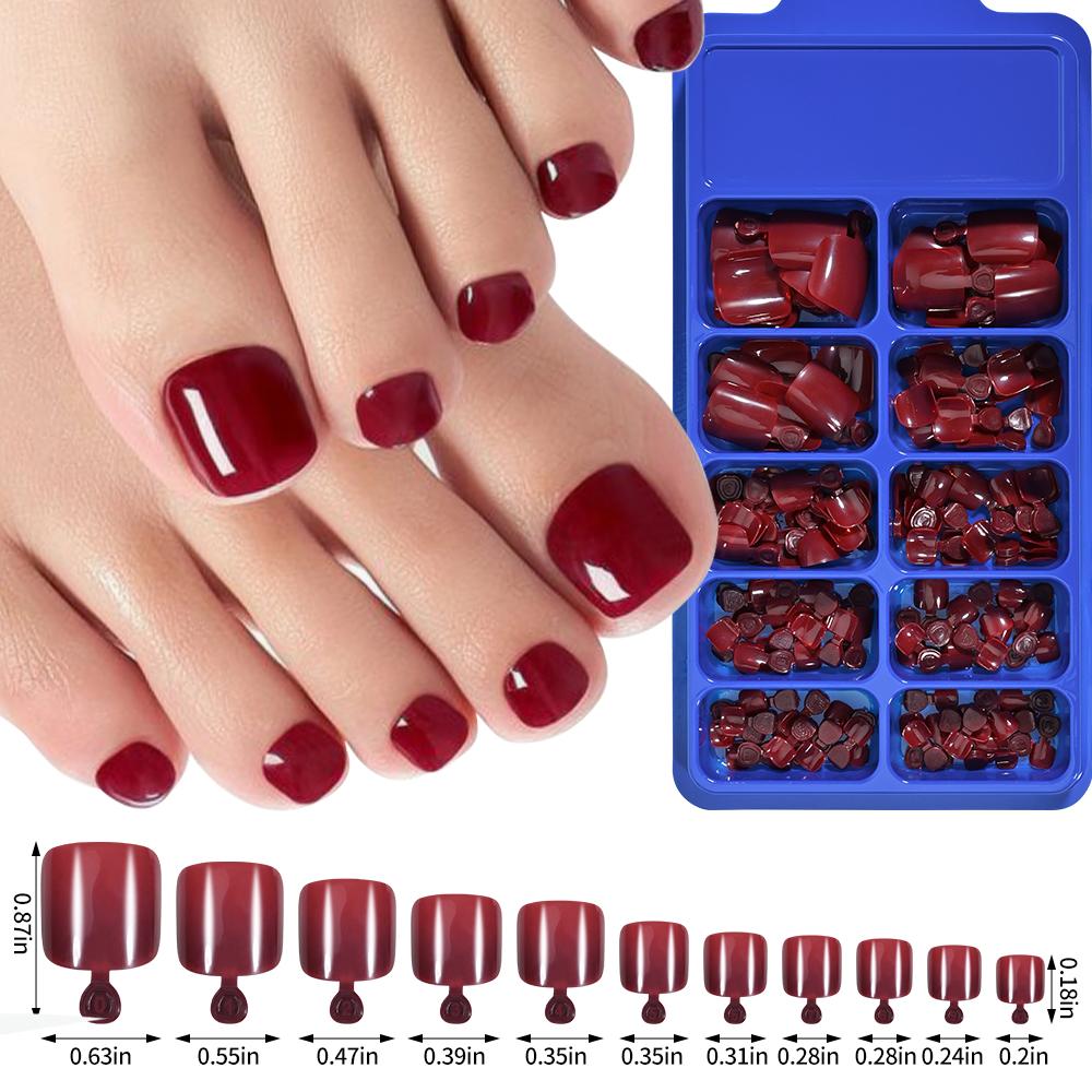 100pcs Clear False Toes Nails French Square Nature White Full Cover Fake Toe Nails Feet Nail Tips Artificial Press On Toenails