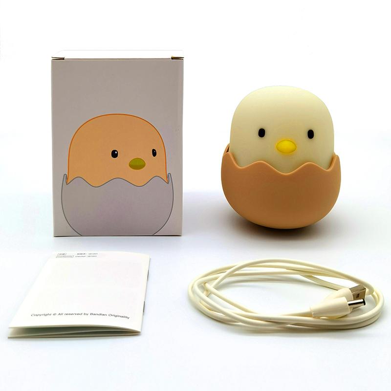 Силиконовый датчик касания куриного яйца, светодиодный ночник для детей, спящих, милый силиконовый Дружба, прекрасный светодиод