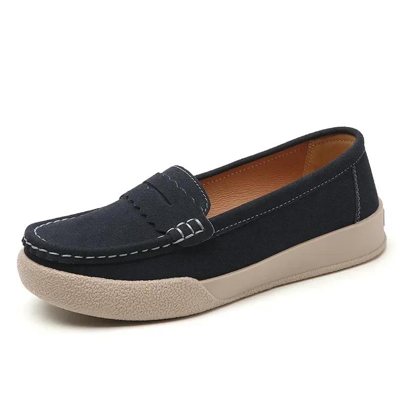 Женские плоские туфли-лоферы без застежек Кожаные туфли на плоской подошве Женская осенняя новая мода Повседневная обувь на плоской подошве Женские мокасины на мягкой подошве Zapatos Mujeres