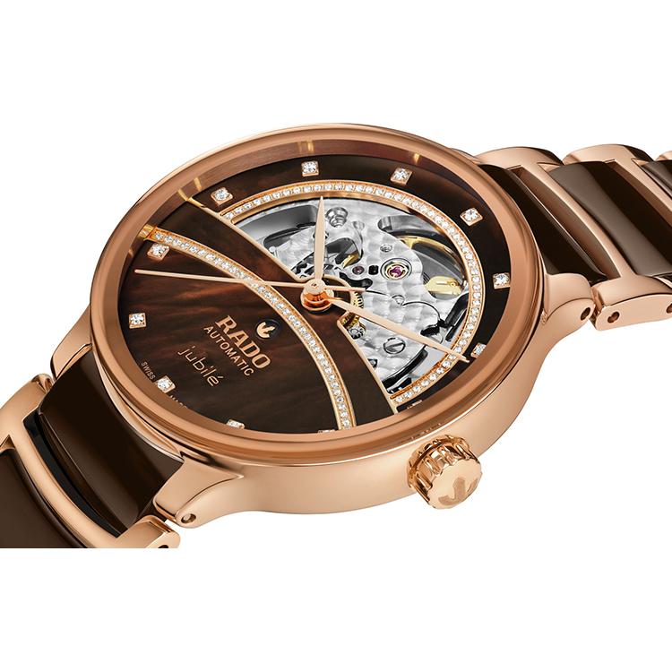 RADO Радар Хрустальная Серия Автоматический Механический Механизм Скелетон Алмазный Механический Женские Часы Швейцарские Часы Коричневый Циферблат R30029942