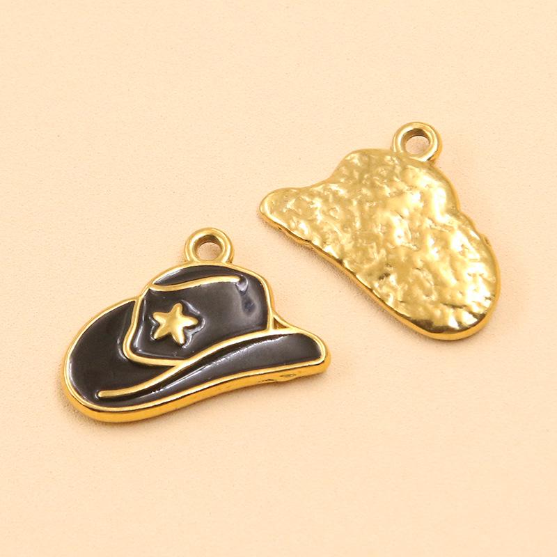 Stainless Steel Enamel Drip Oil Heart, Hat, Lips Pendants – 4 Styles, Colorfast DIY Jewelry Accessories