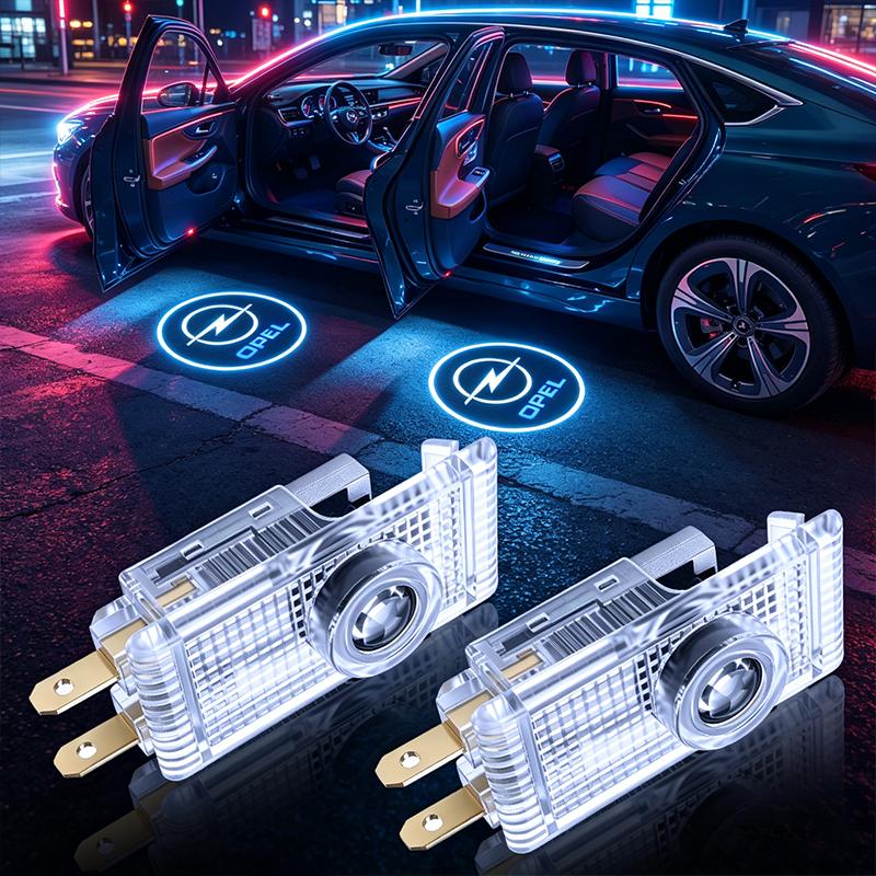 2 шт. Светодиодный логотип на дверь автомобиля, приветственный свет для Opel Corsa Insignia Vectra Zafira Meriva Mokka Grandland Vivaro Karl Rocks-e Astra New Energy