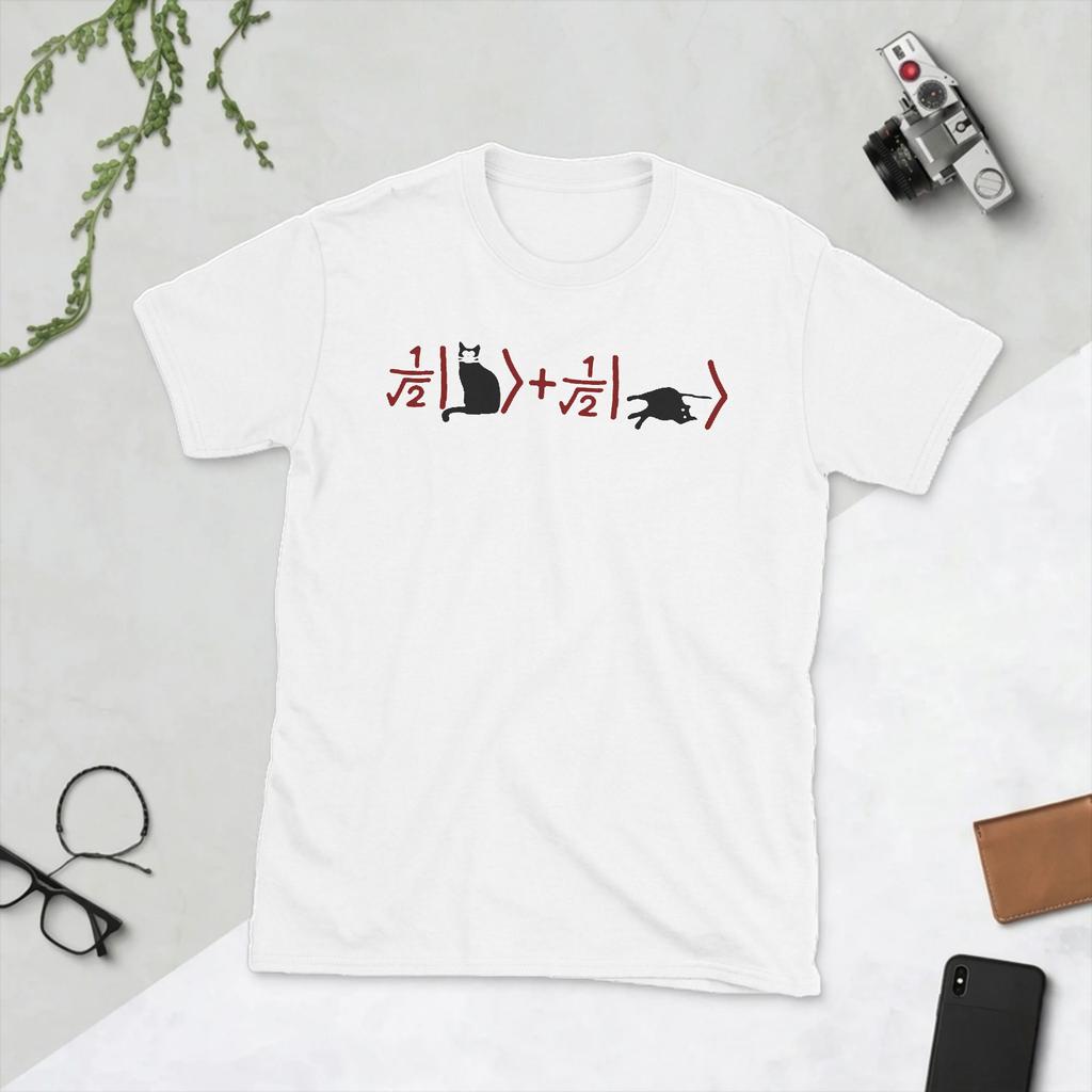 Unisexs Schrdingers Cat Math Science T Shirts 100 Cotton Tops Funny Short Sleeve Crewneck Tee Shirt Summer TShirt