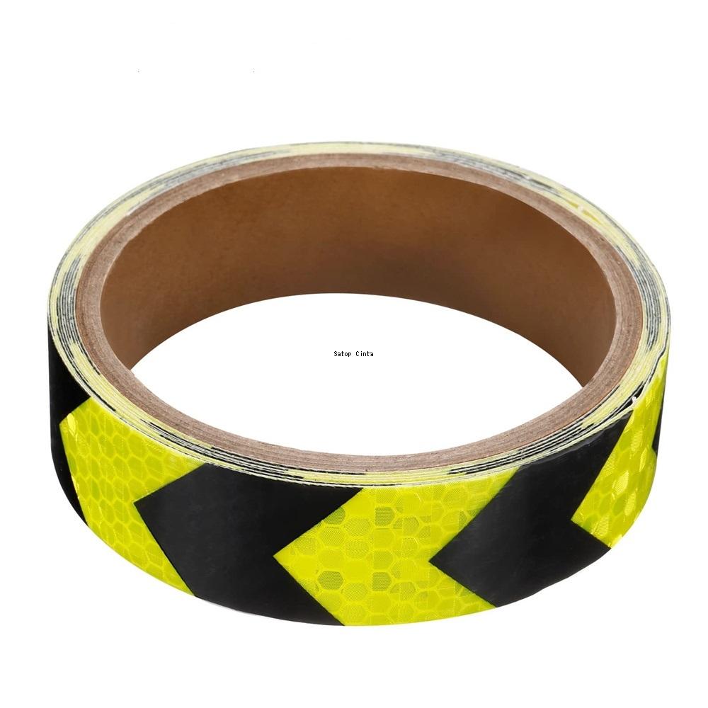 2.5cmx5m Arrow Car Reflective Stickers Fluorescent Yellow-Black Waterproof Reflectors Self-adhesive Tape Strip For Bicycle Truck