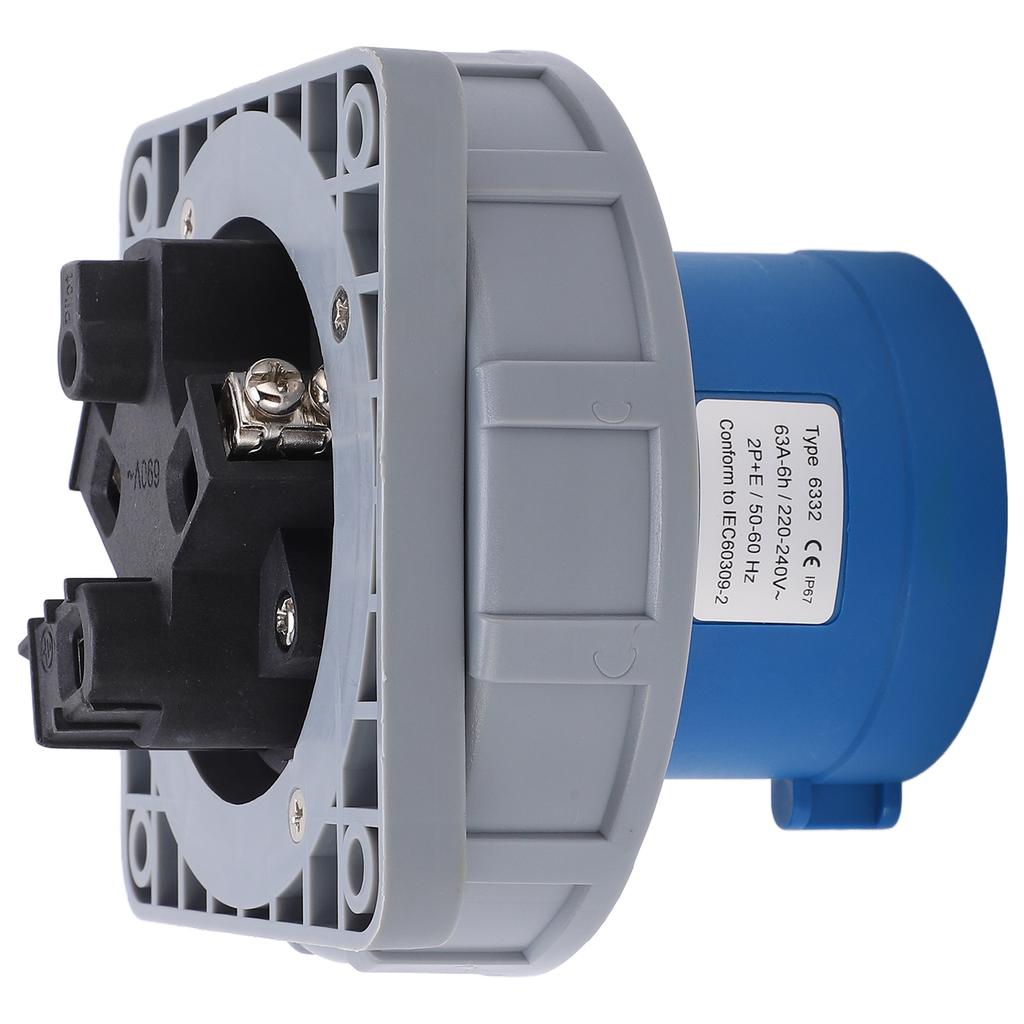 3-контактный 63A промышленный штекерный разъем IP67 водонепроницаемый 2P+E пылезащитный для электричества в аэропорту