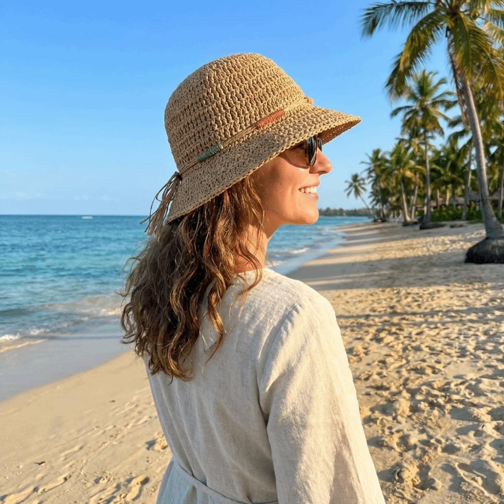 Wide Brim Straw Weave Sun Hat Large Fisherman Hat Casual Sunscreen Bucket Hat Ladies/Girls