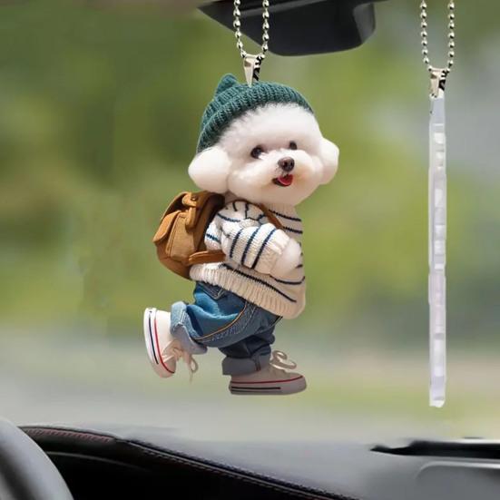 Подвеска в форме собаки, автомобильное подвесное украшение, реалистичное, легко повесить, акриловое рождественское украшение