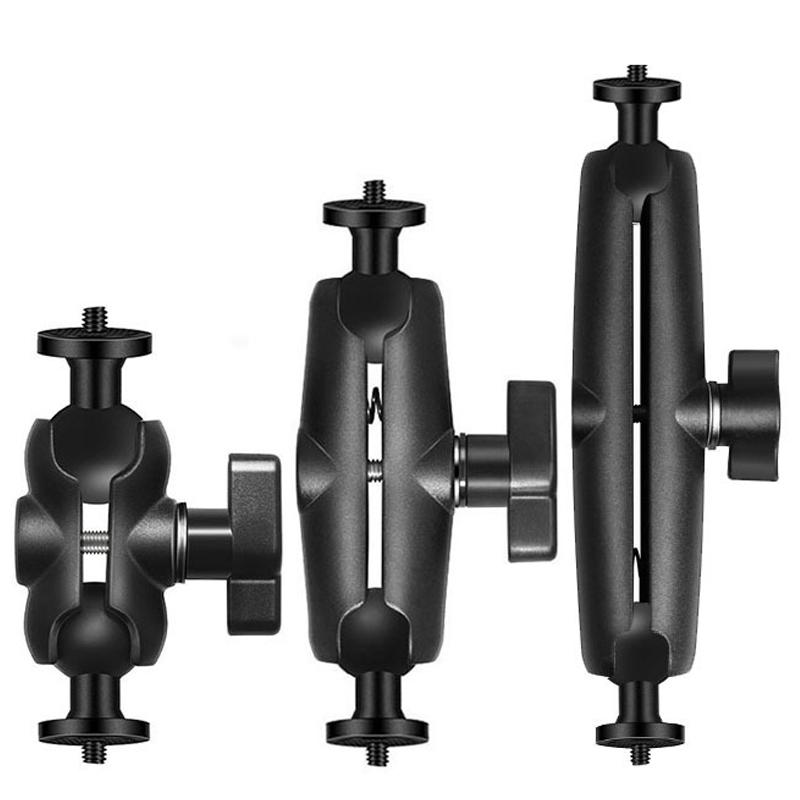 Aluminum Double Socket Extension Arm 1 Inch Ball Head Adapter for GoPro Insta360 DJI Accessories Bike Motorcycle Bracket Holder