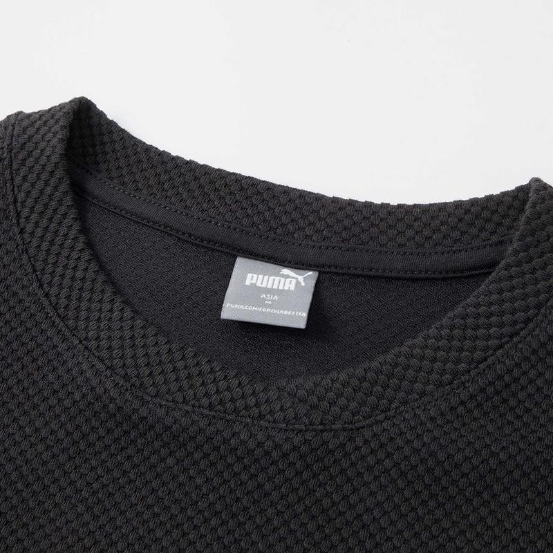 Puma Ее структурированная круглая горловина однотонная простая футболка с коротким рукавом женские топы черные 686325-01