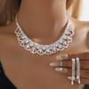 Ожерелье и серьги из страз с полным покрытием, изящная цепочка для ключицы, серьги, набор из двух предметов