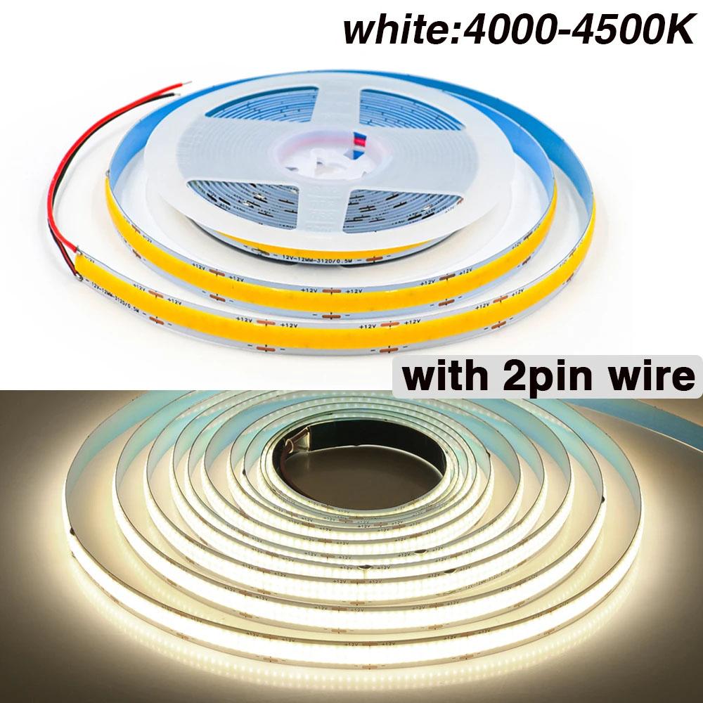 600Leds/M Double Row COB Strip DC 24V High Brighter RA90 Warm/Natural White 3000K 4000K 6000K Flexible Ribbon Rope LED Light
