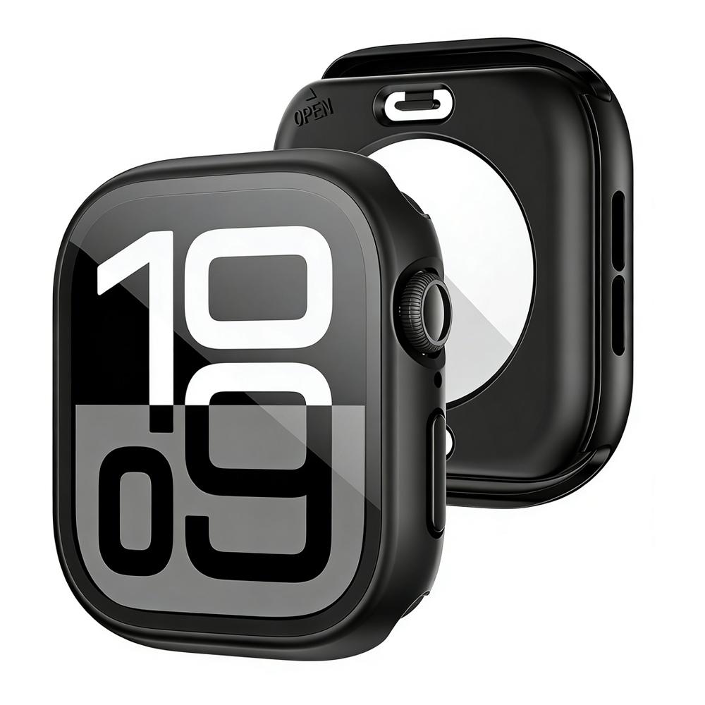 Чехол 3 в 1 для Apple Watch Защитное стекло для экрана 360° Полная защита Закаленное стекло Лицевая крышка + Задний бампер из ПК Серия 11/10/9/8/7/SE