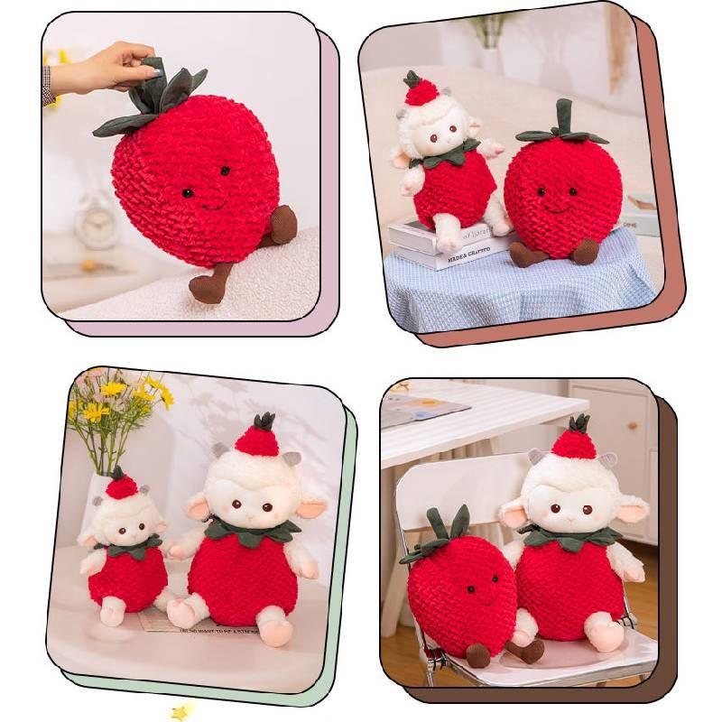 Strawberry Plush Sheep Toy Cartoon Stuffed Doll Bedroom Decoration Kids Gift