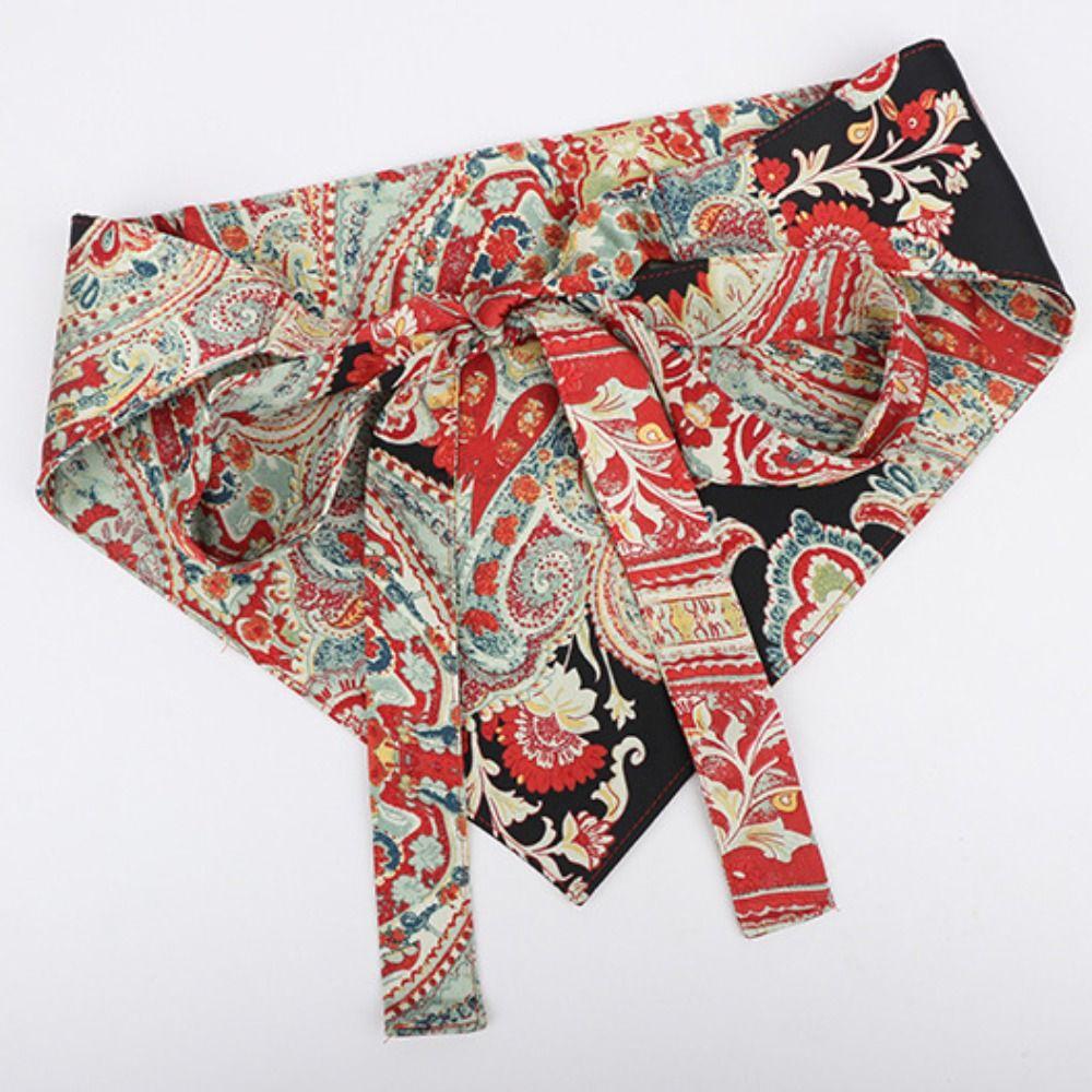 Embroidered Printing Ethnic Triangular Waistband Chinese Style Bohemia Wide Waistband Female