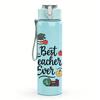 1PC Best Teacher Ever Floral Wreath Text 750ml Color Plastic Water Bottle Leakproof Flip Straw Lid For Sports Office Home Use