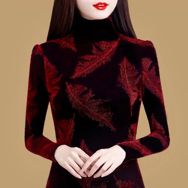 Флисовая нижняя рубашка, женская осенне-зимняя футболка с высоким воротником и длинными рукавами, универсальный топ с длинными рукавами