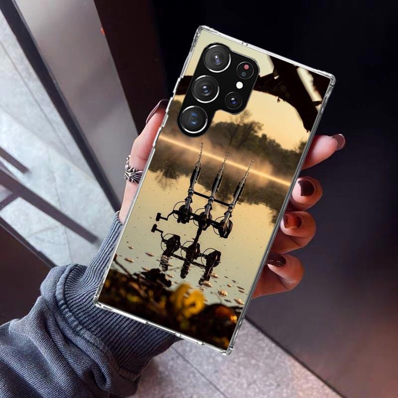 Carp Fish Fishing Rod Hook Phone Case For Samsung Galaxy S26 S25 Edge S24 S23 Ultra S22 Plus S21 S20 FE Soft TPU Back Cover Fund