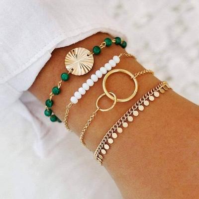 Набор браслетов - SHOP-STORY - MILEY - Прочный сплав - 4 браслета - Богемный шик