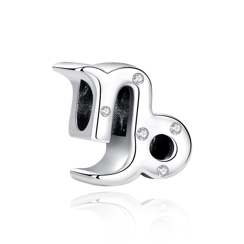 Original 925 Silver Charms Beads 12 Zodiac A-Z Letters Virgo Aries Fit Pan Bracelets Necklaces Jewelry For Women