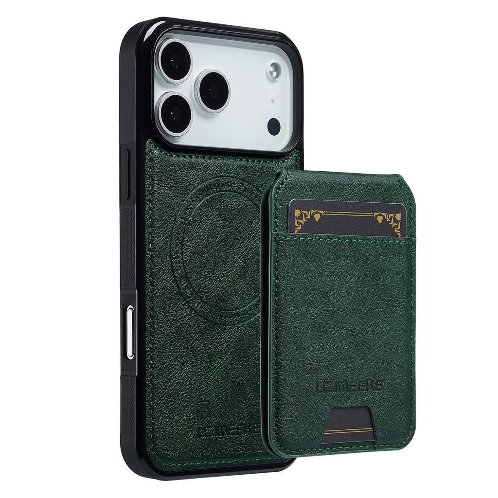 LC.IMEEKE L3 For iPhone 17 Pro Magnetic Case Detachable Card Holder Leather TPU Mobile Cover