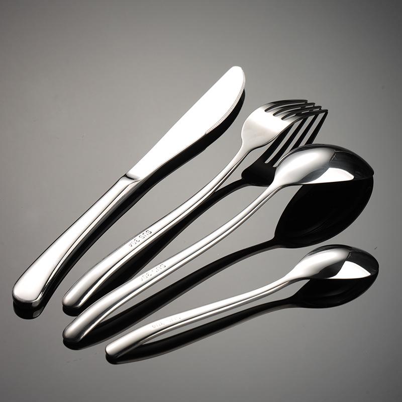 Нож, вилка и ложка из нержавеющей стали 304 столовые приборы в западном стиле для стейков Яркий набор столовых приборов для винного магазина