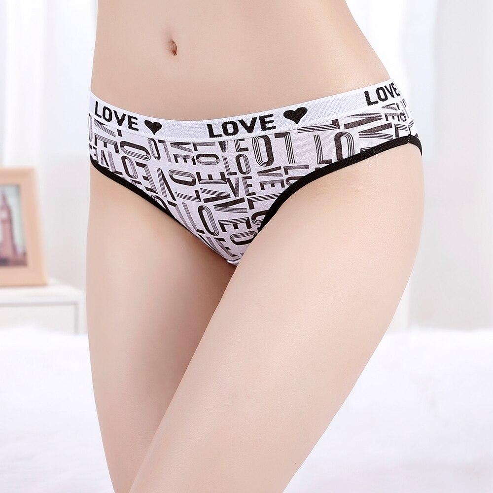 Women Underwear Panties Ladies Knickers LOVE Fashion Cotton Briefs Low Waisted Everyday Lingerie Lot 6 PCS