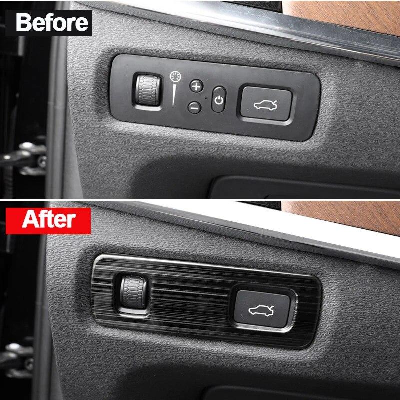 Для Volvo XC60 XC90 XC40 S90 V90 2018-переключатель автомобильных фар из нержавеющей стали с блестками, регулировка фар, наклейка, накладка