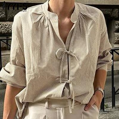 Женская мода повседневная весна осень полосатый принт длинный рукав полуводолазка блузки и рубашки