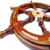 Wooden Ship Wheel Decorated With Surface Hanging Display (Brown 24 Inch) Sian
