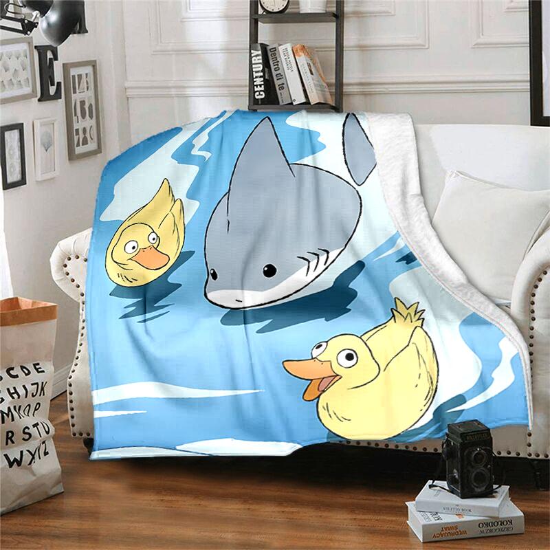 1pc Blanket Jeff the Land Shark1 Print Design, Lightweight Blanket for Sofa, Bed- Soft &Warm, Gift for All Seasons like Christmas, Halloween