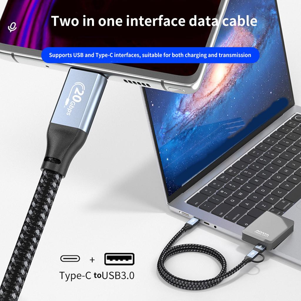 Кабель Type C — Type C/USB3.0, Type C (папа) — Type C/USB3.0 (папа), шнур для зарядки PD 100 Вт и быстрая передача данных 20 Гбит/с