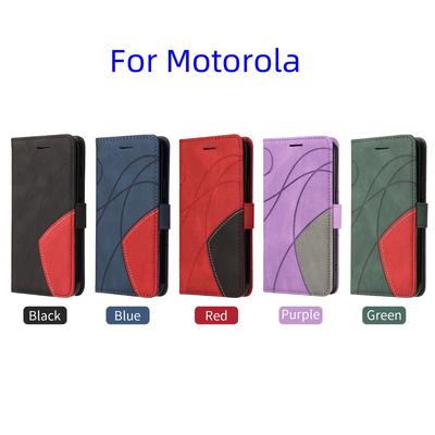 Для Motorola Moto E5, G6 Play, G50, G60, G10, G30, E7 Power, G31, G22, G42... Линейный узор, стиль сращивания, дизайн из искусственной кожи, откидная подставка, кошелек, сумка для телефона, чехол