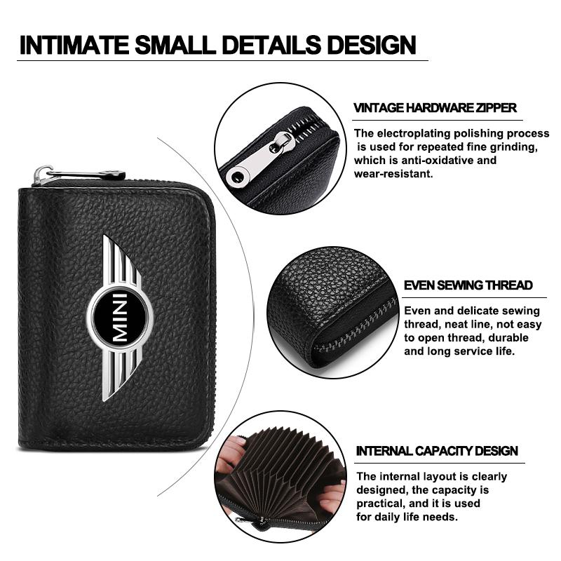 Leather Car Driver's License ID Card Bank Card Wallet Car Styling For BMW Mini Cooper F54 F55 F56 R56 R60 SONE Roadster Clubman Coupe