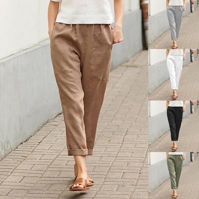 Брюки средней посадки Универсальный хлопок Женская одежда Брюки-карандаш на лето