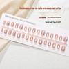 T431# Pink Gradient Cat Eye Short Round Nail Art Powder - Wearable Nail Pieces (XS/S/M)