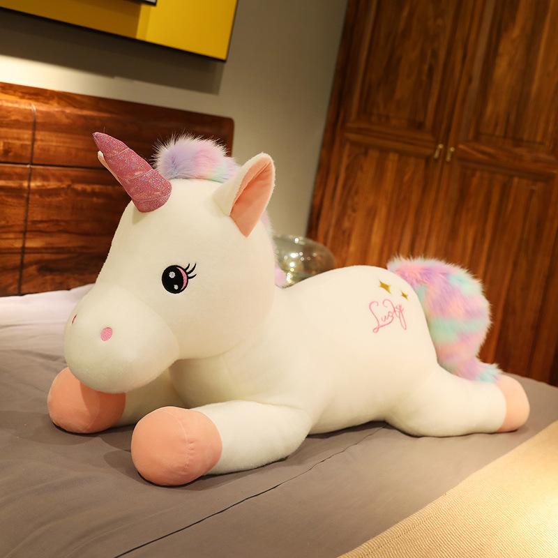 Girl Heart Lying Unicorn Doll Plush Toy Pink Unicorn Doll Children Accompany Soothing Doll